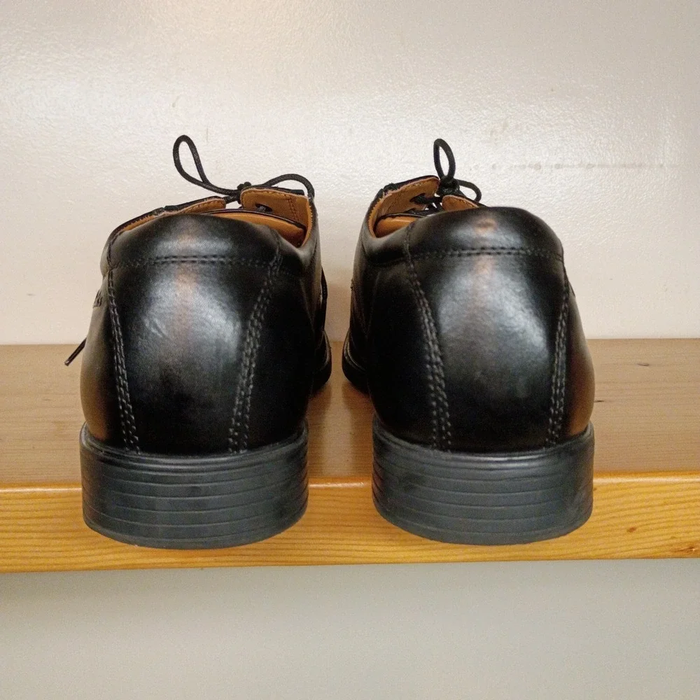 Men's Clarks Tilden Walk‎ Lace-Up Oxfords Shoes Black Leather Square Toe Sz 14 M
